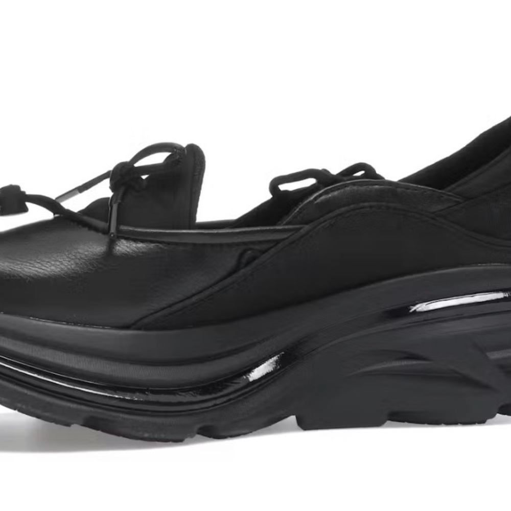Hoka Black Leather Lace-Up Platform Loafers - Picture 2 of 3